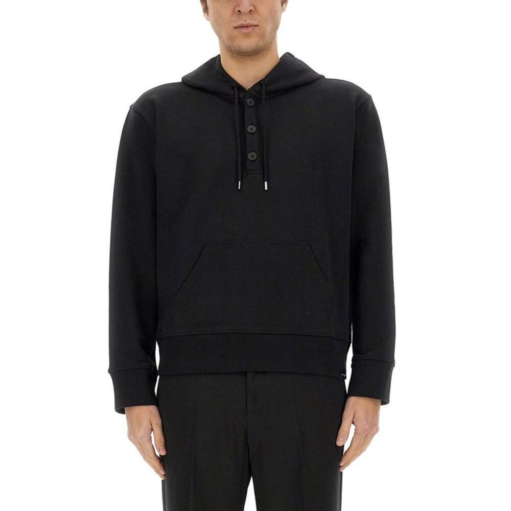 COURREGES Men's Button-Neck Hoodie Men BLACK Sweaters & Cardigans